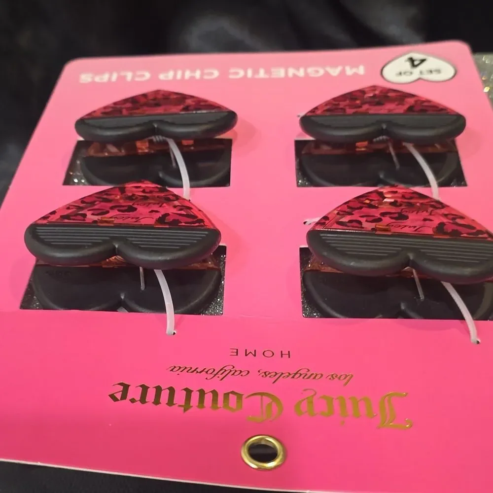 Juicy‎ Couture Home Pink Leopord Heart Logo Magnetic Chip Clips